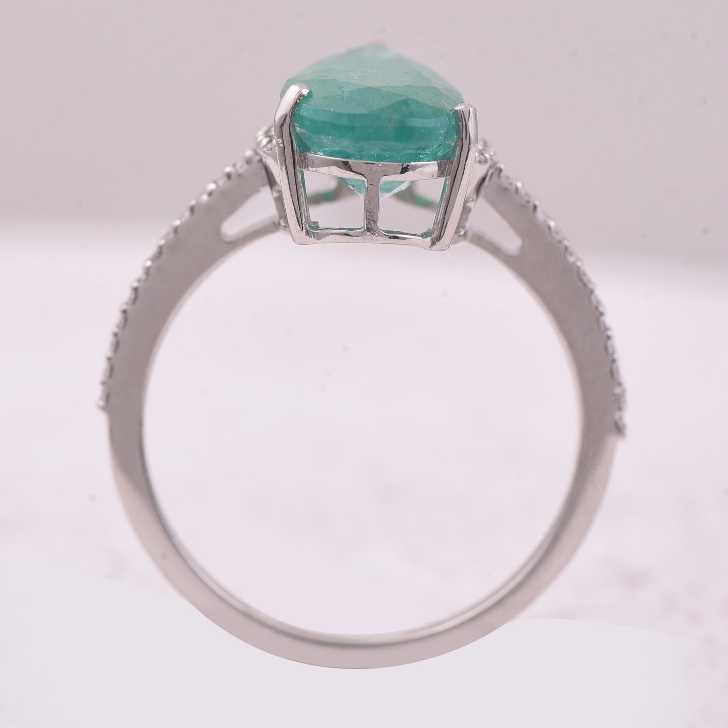 3.47 Ct Pear Mixed Cut Natural Emerald 950 Platinum Ring