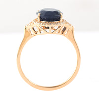 3.93 Ct Oval Mixed Cut Natural Sapphire 14K Gold Ring