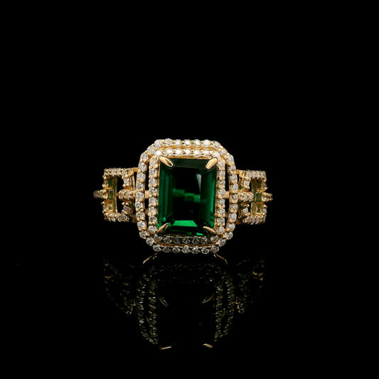 1.93 Ct Emerald Cut Lab Grown Emerald 14K Gold Ring
