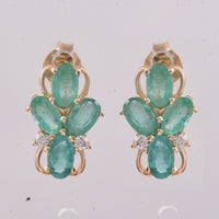 1.83 Ct Oval Natural Emerald 14K Gold Earrings