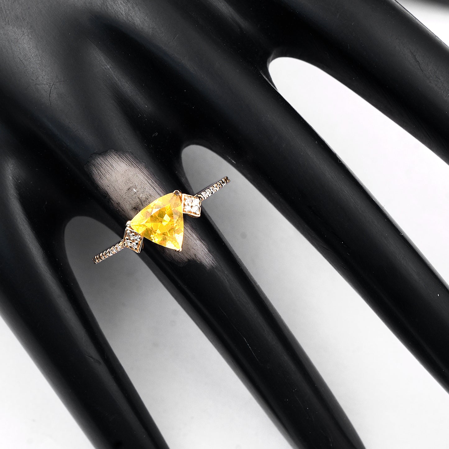 0.81 Ct Triangle Mixed Cut Natural Fire Opal 14K Gold Ring