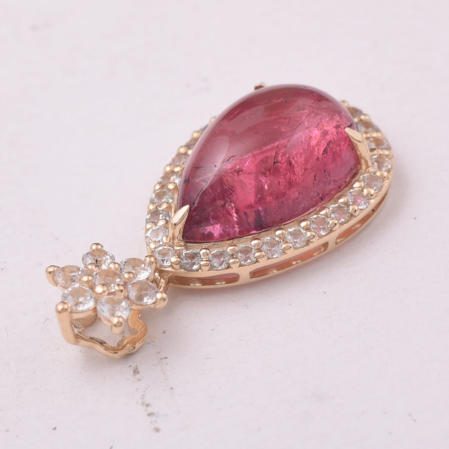 5.58 Ct Pear Tourmaline 9K Gold Pendant