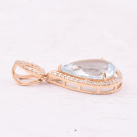 2.41 Ct Pear Mixed Cut Natural Aquamarine 14K Gold Pendant