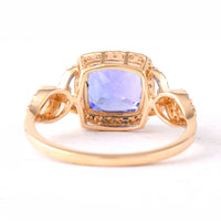 2.54 Ct Cushion Mixed Cut Natural Tanzanite 14K Gold Ring