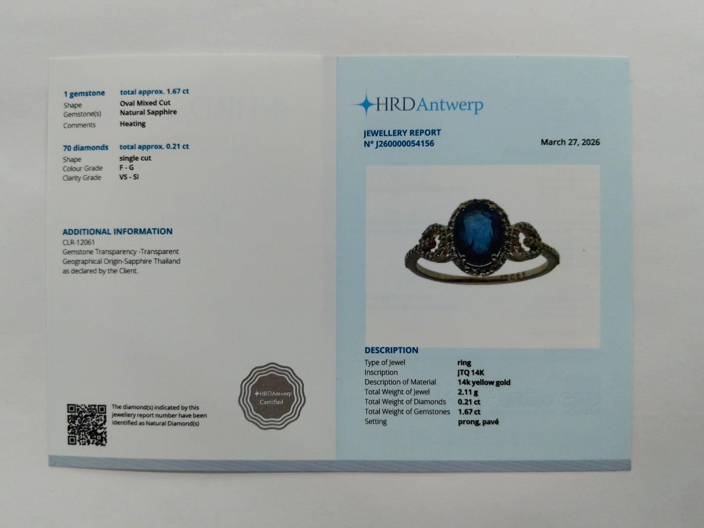 1.88 Ct Oval Mixed Cut Natural Sapphire 14K Gold Ring