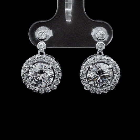 4.04 Ct Round Lab Grown Diamond 14K Gold Earrings