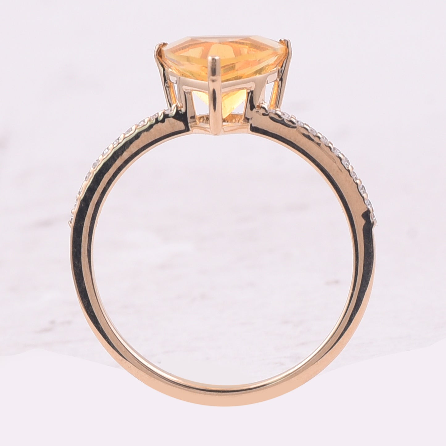 1.10 Ct Triangle Mixed Cut Natural Fire Opal 14K Gold Ring