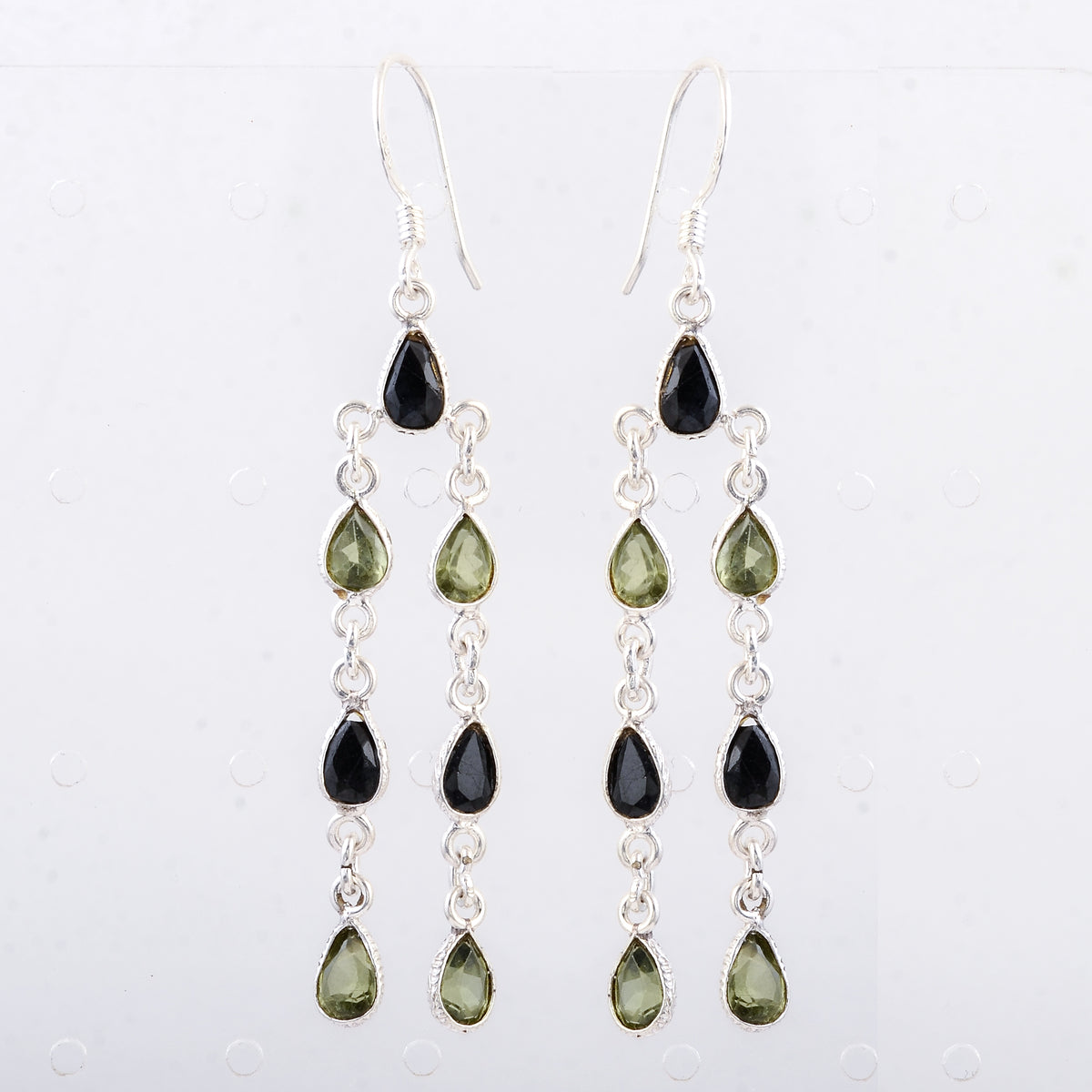 10.83 Ct Sapphire, Peridot 925 Sterling Silver Earrings