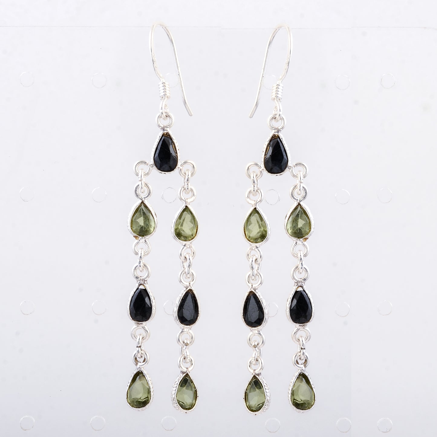 10.83 Ct Sapphire, Peridot 925 Sterling Silver Earrings