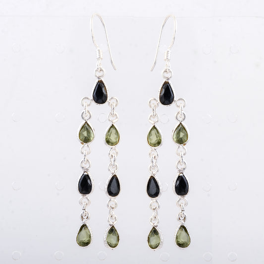 10.83 Ct Sapphire, Peridot 925 Sterling Silver Earrings