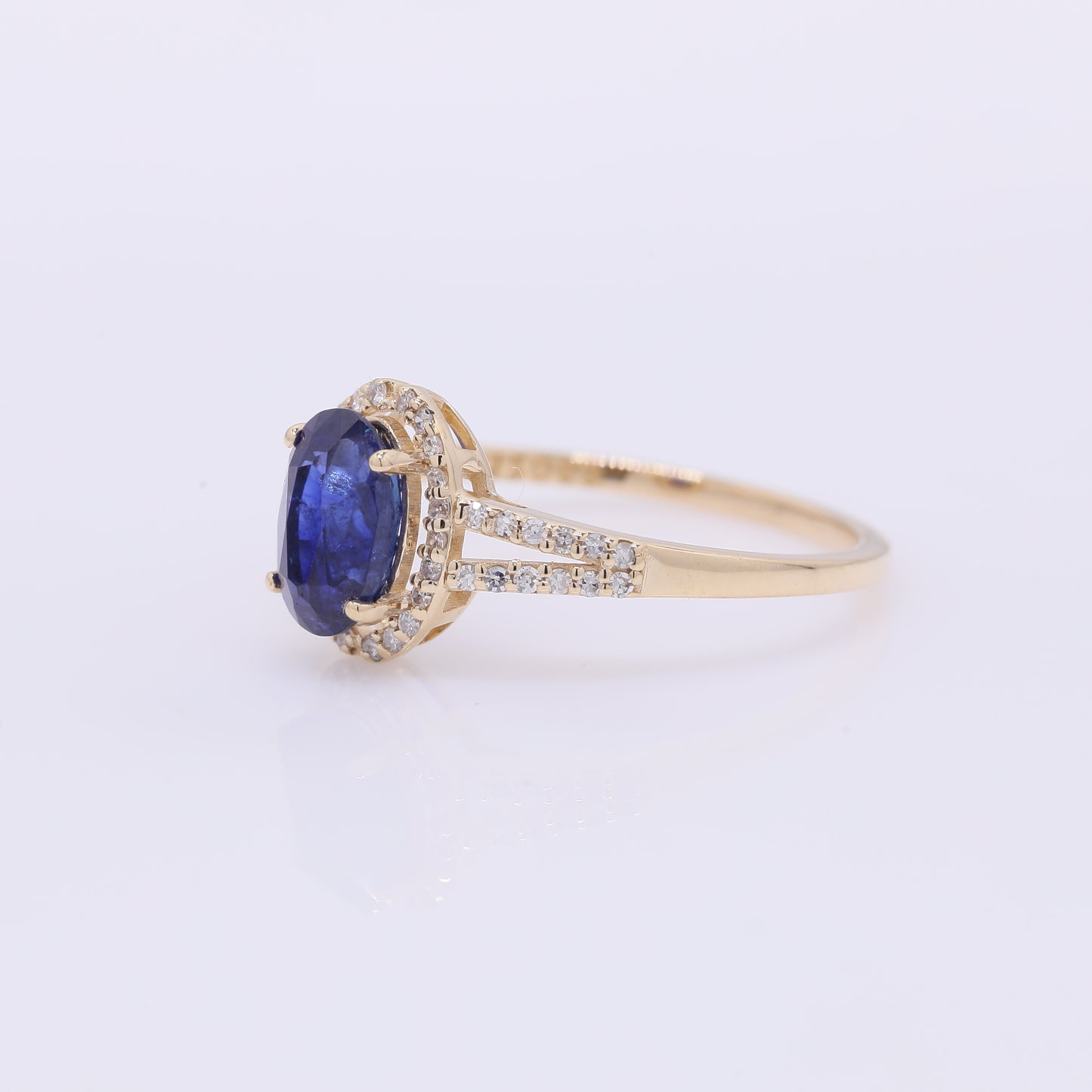 1.60 Ct Oval Mixed Cut Natural Sapphire 14K Gold Ring