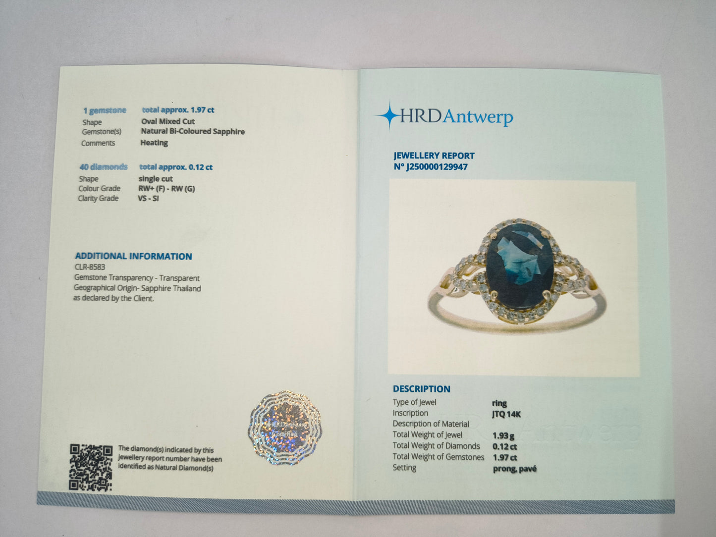 2.09 Ct Oval Natural Sapphire 14K Gold Ring