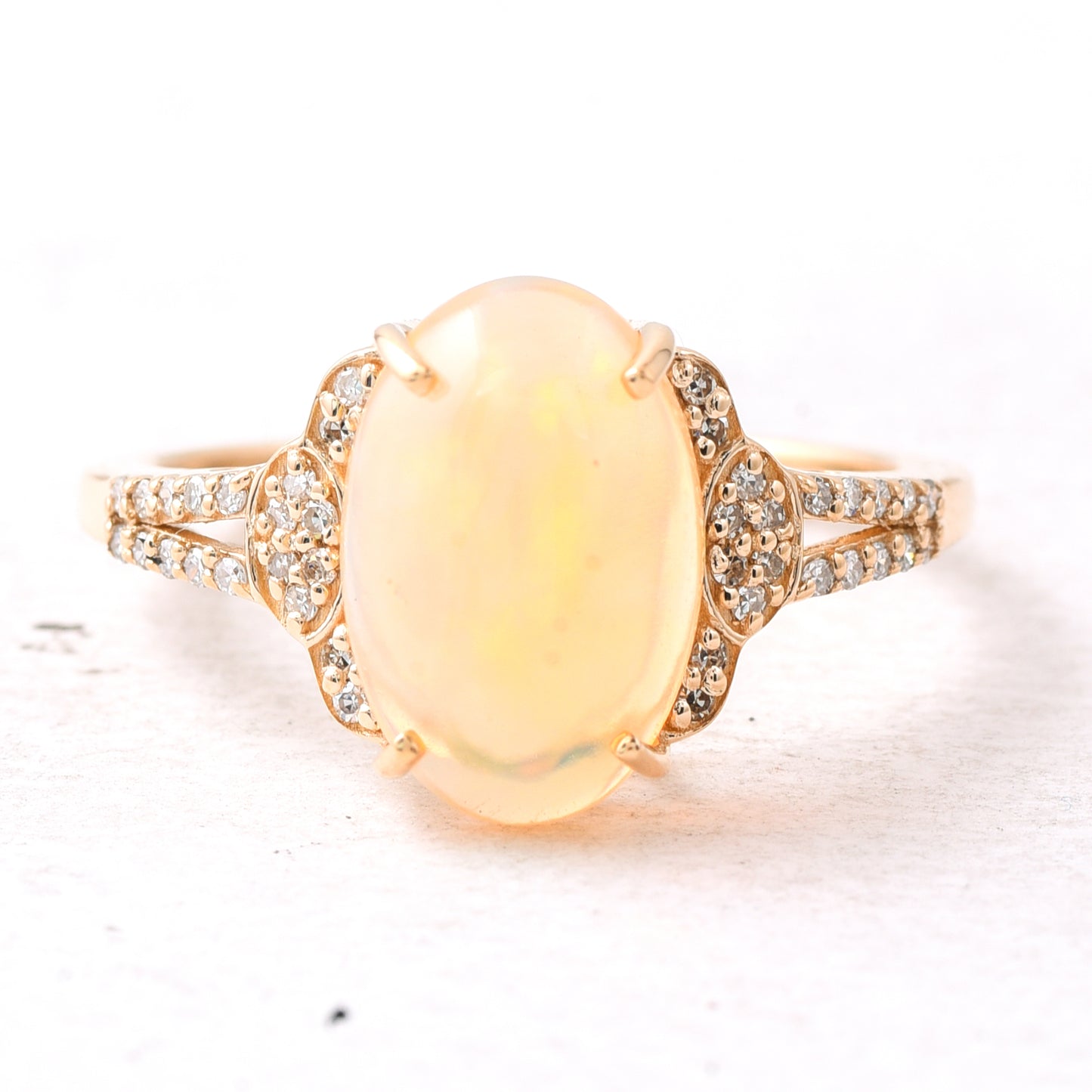 2.33 Ct Oval Cabochon Cut Natural Opal 14K Gold Ring