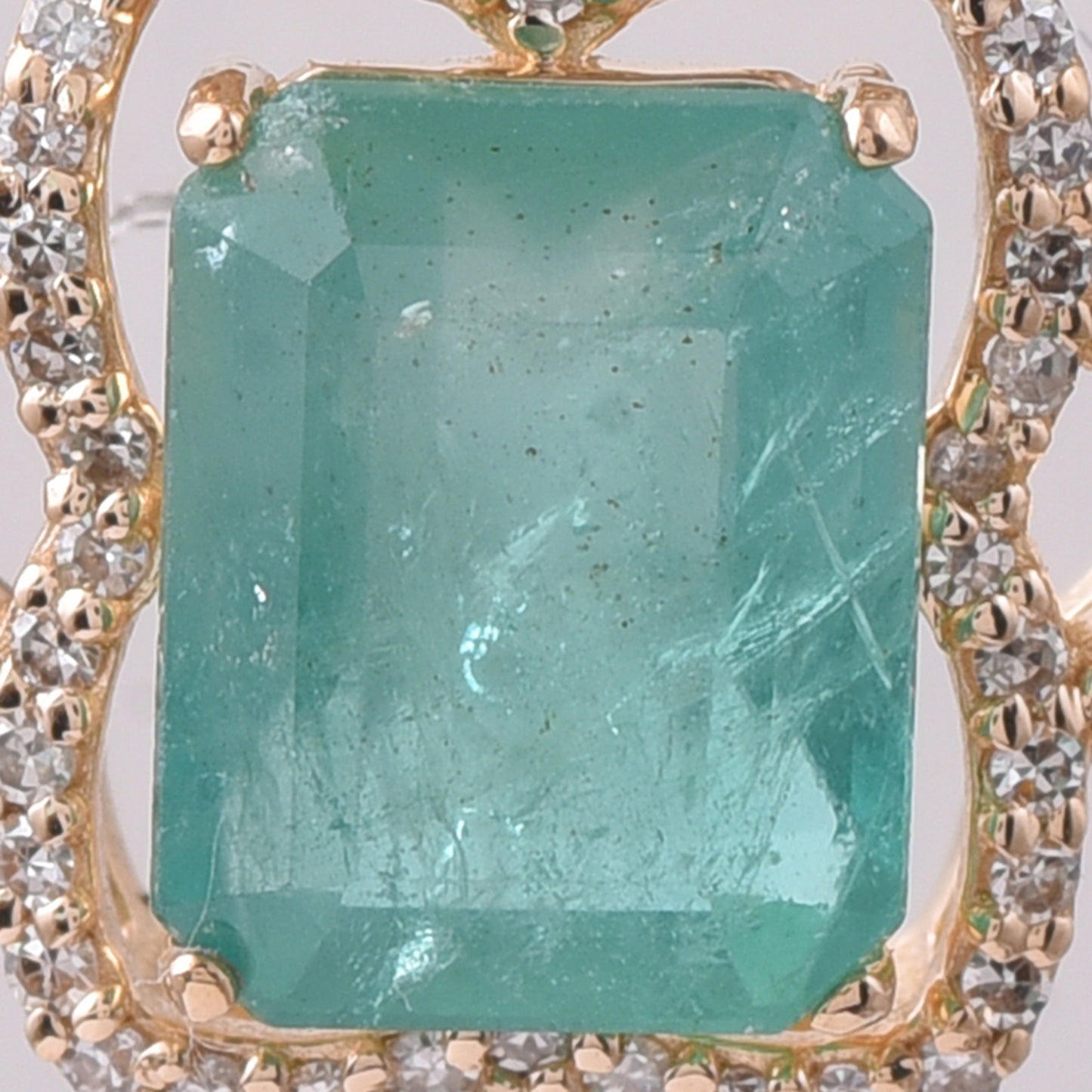 2.64 Ct Octagon Step Cut Natural Emerald 14K Gold Pendant