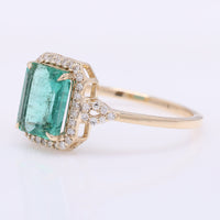 1.58 Ct Octagon Step Cut Natural Emerald 14K Gold Ring