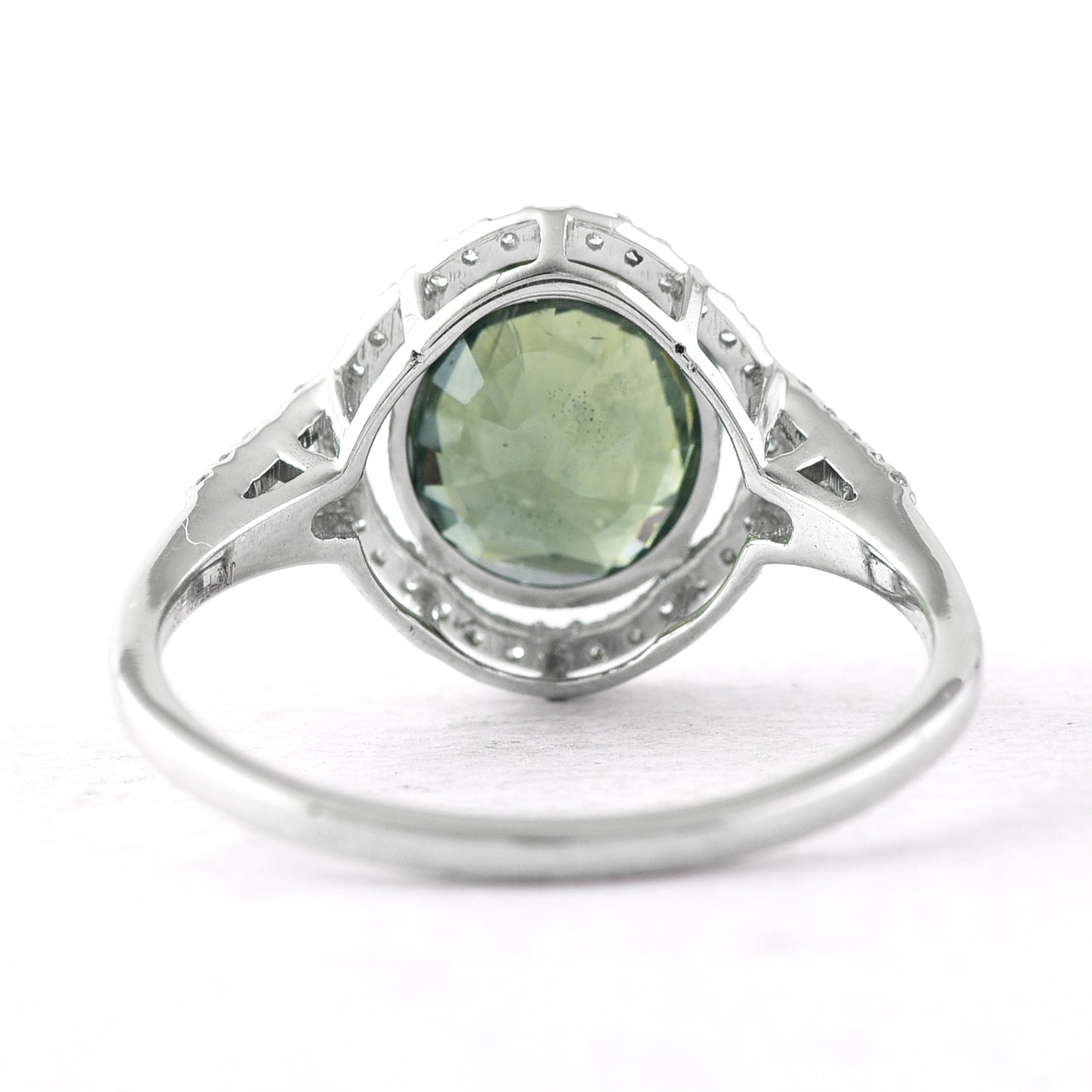 2.70 Ct Oval Mixed Cut Natural Green Sapphire 950 Platinum Ring