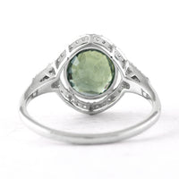 2.70 Ct Oval Mixed Cut Natural Green Sapphire 950 Platinum Ring