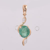 1.16 Ct Oval Natural Emerald 14K Gold Pendant