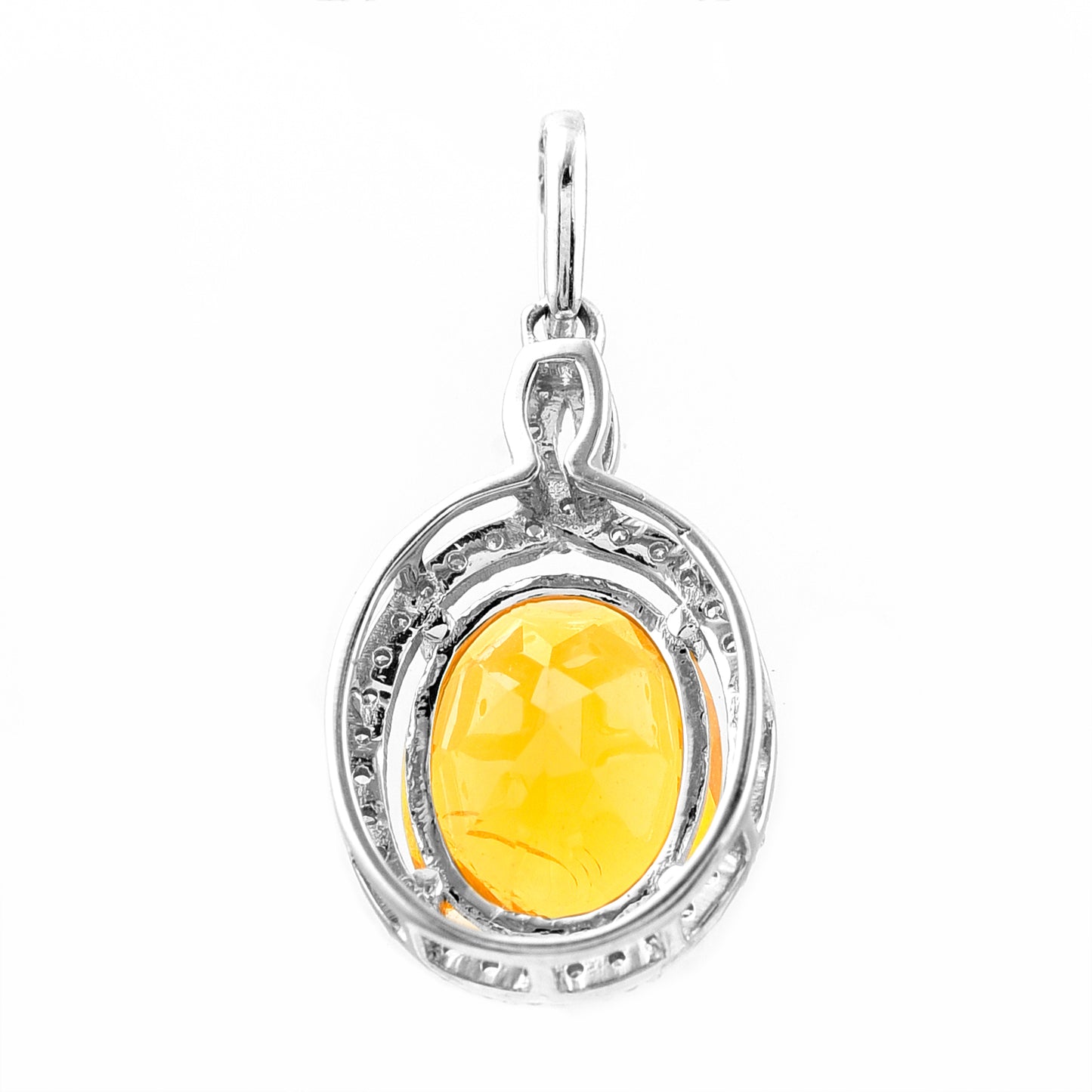 1.82 Ct Oval Mixed Cut Natural Fire Opal 950 Platinum Pendant
