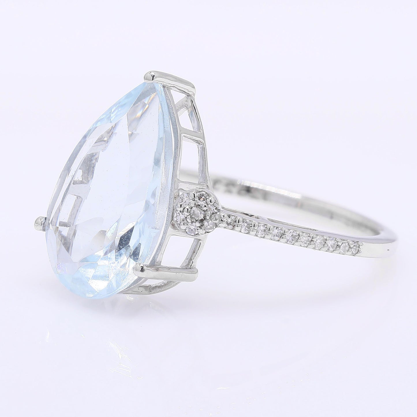 3.94 Ct Pear Mixed Cut Natural Aquamarine 950 Platinum Ring