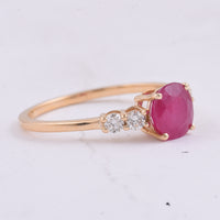 1.57 Ct Cushion Natural Ruby 14K Gold Ring