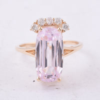 8.48 Ct Cushion Natural Kunzite 14K Gold Ring