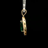3.48 Ct Oval Mixed Cut Lab Grown Emerald 14K Gold Pendant
