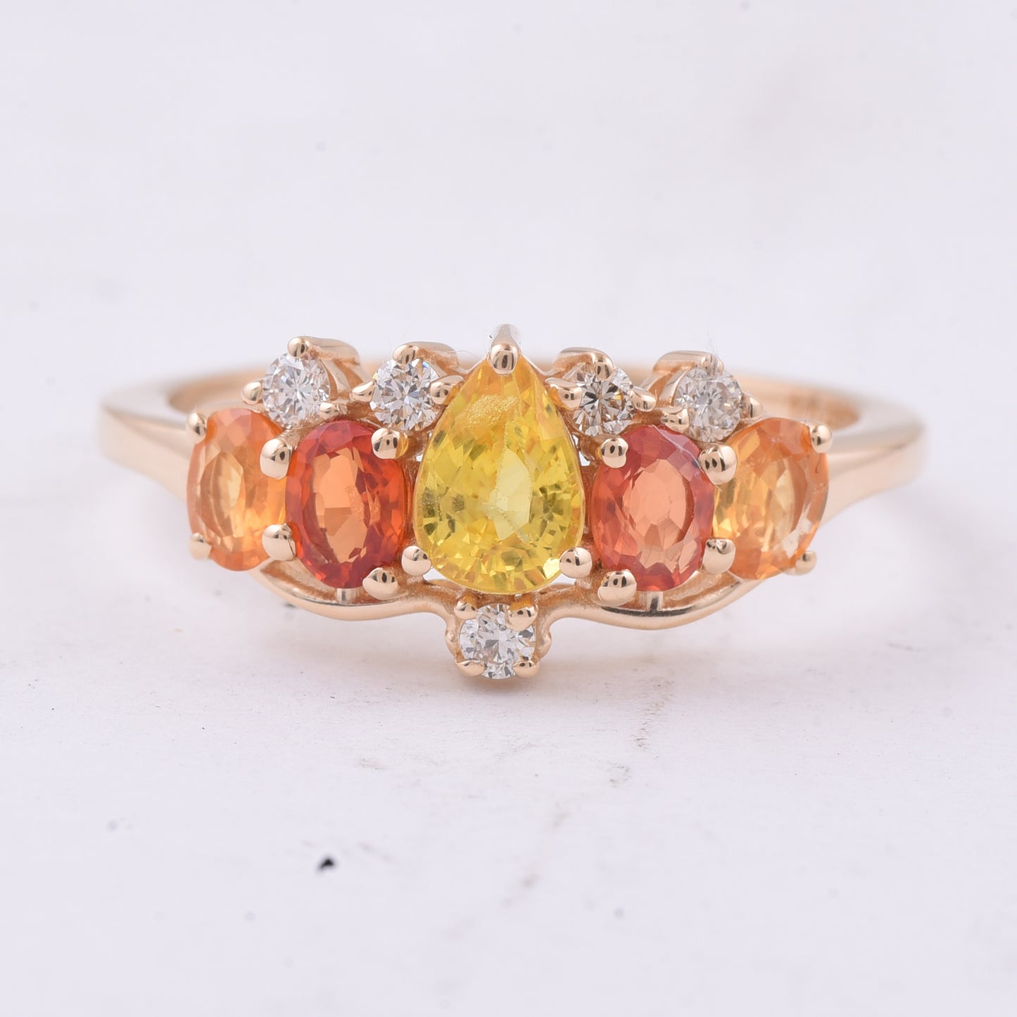 1.53 Ct Pear, Oval Natural Multi Coloured Sapphire 14K Gold Ring