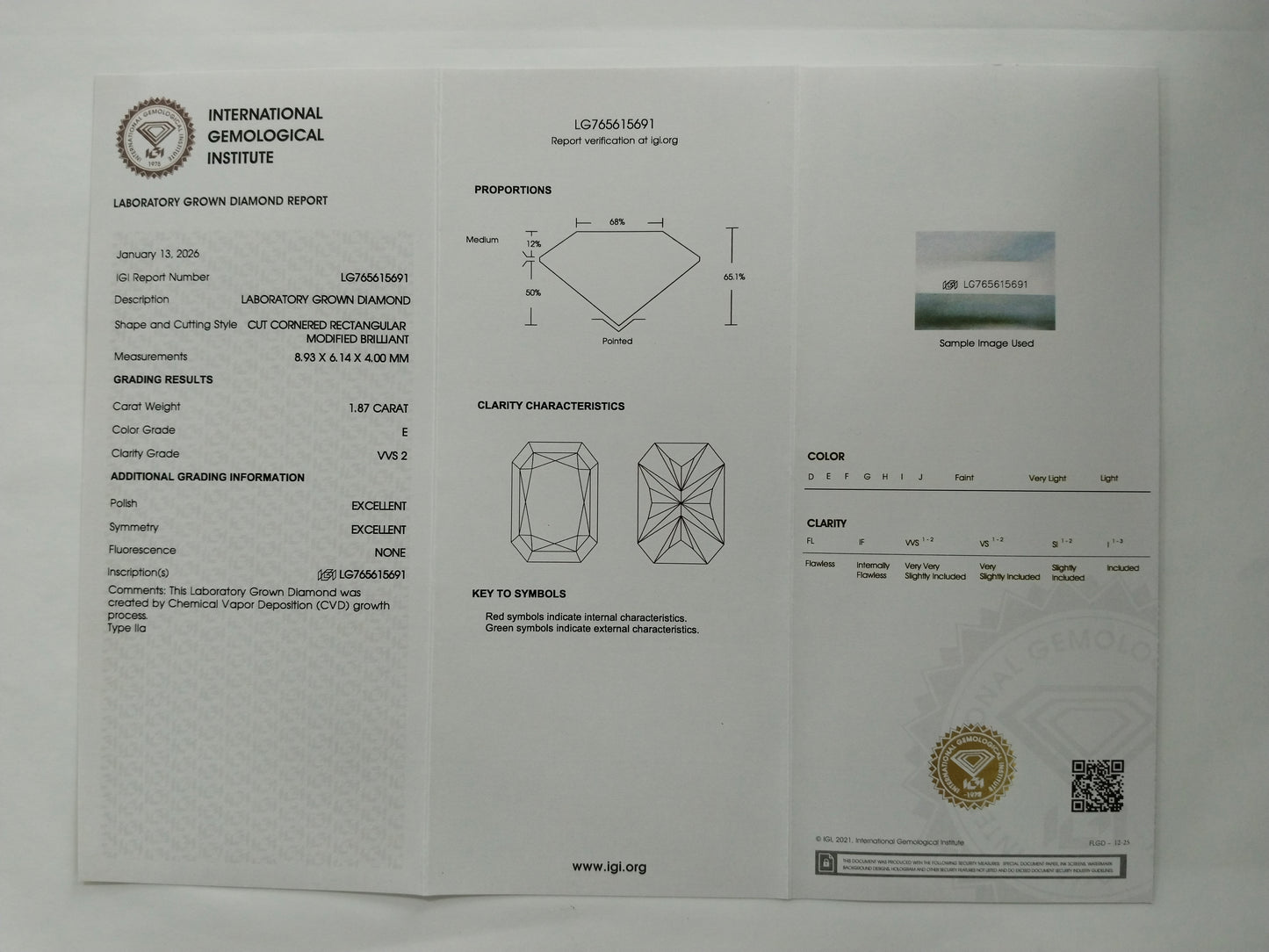 2.19 Ct Cut Cornere Rectangular Modifie Brilliant Lab Grown Diamond 950 Platinum Ring
