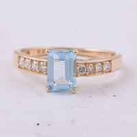 1.63 Ct Octagon Step Cut Natural Topaz 14K Gold Ring