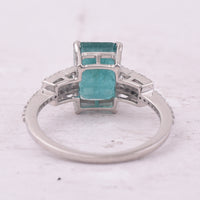3.12 Ct Octagon Step Cut Natural Emerald 950 Platinum Ring