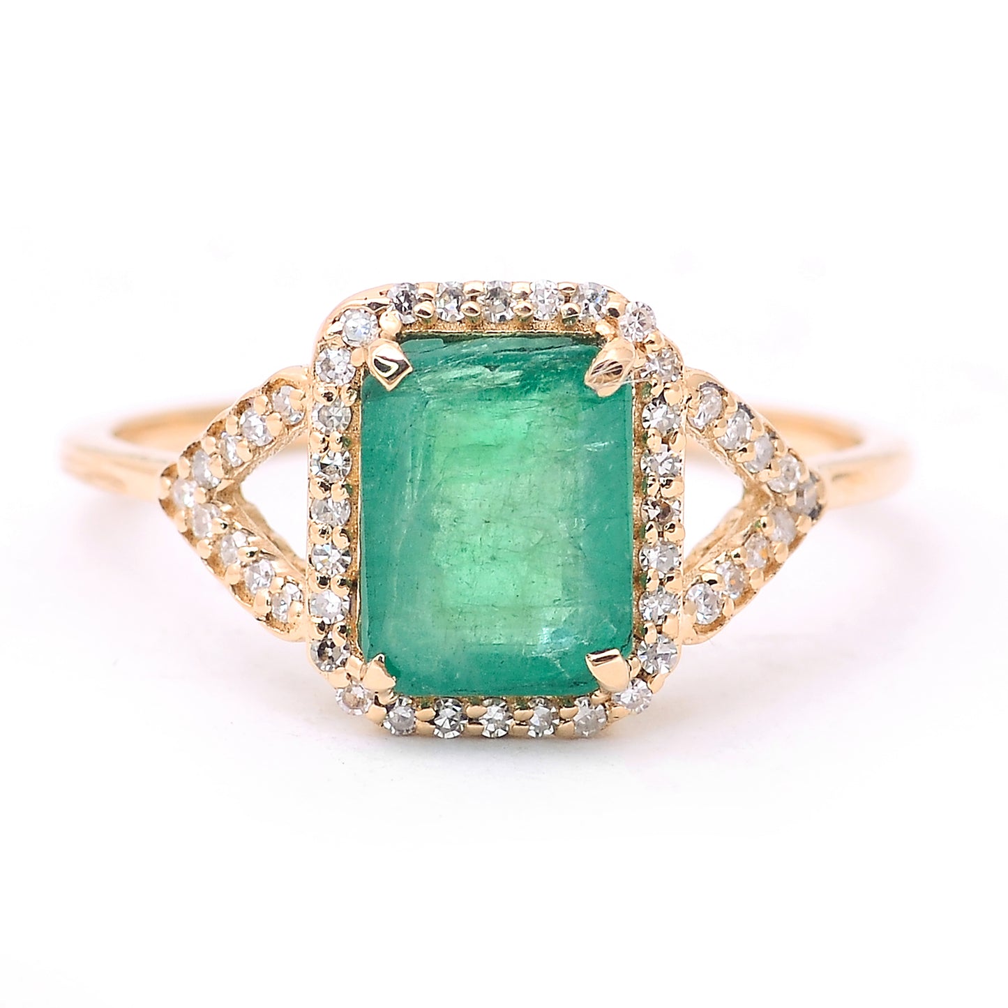 1.82 Ct Octagon Step Cut Natural Emerald 14K Gold Ring