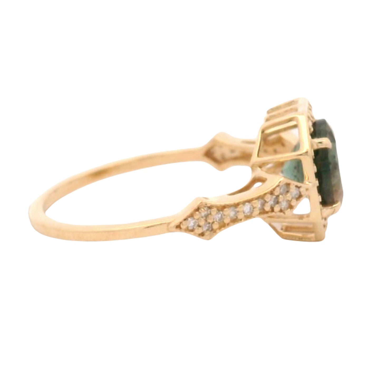 1.38 Ct Round Oregon Sunstone 14K Gold Ring