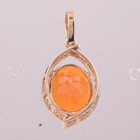 2.67 Ct Oval Mixed Cut Natural Fire Opal 14K Gold Pendant
