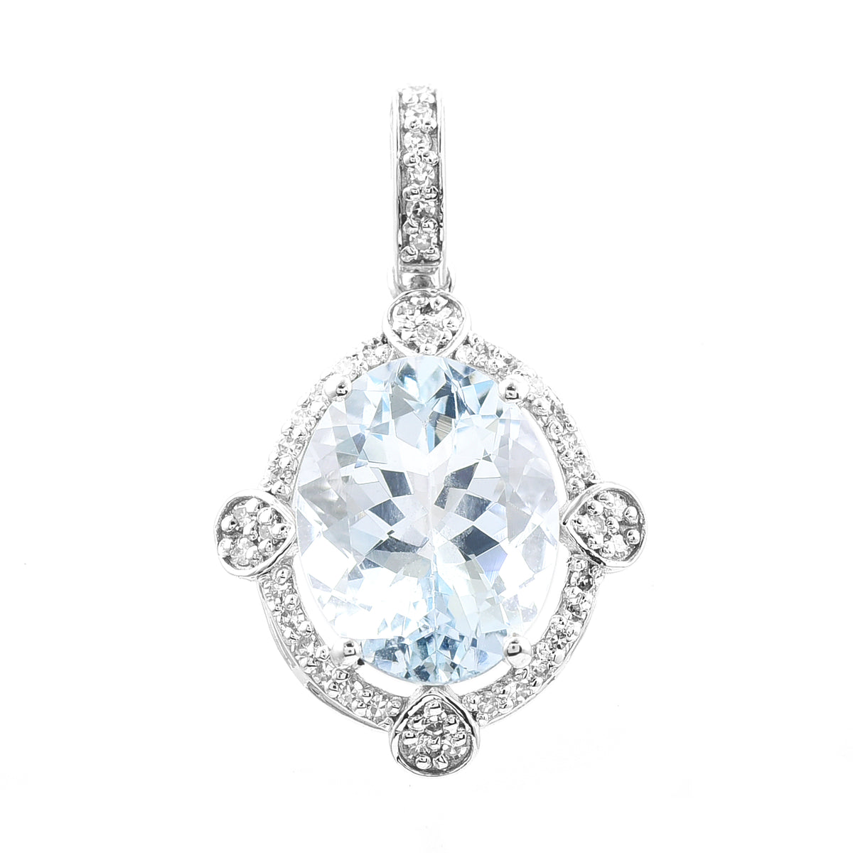 2.61 Ct Oval Mixed Cut Natural Aquamarine 950 Platinum Pendant