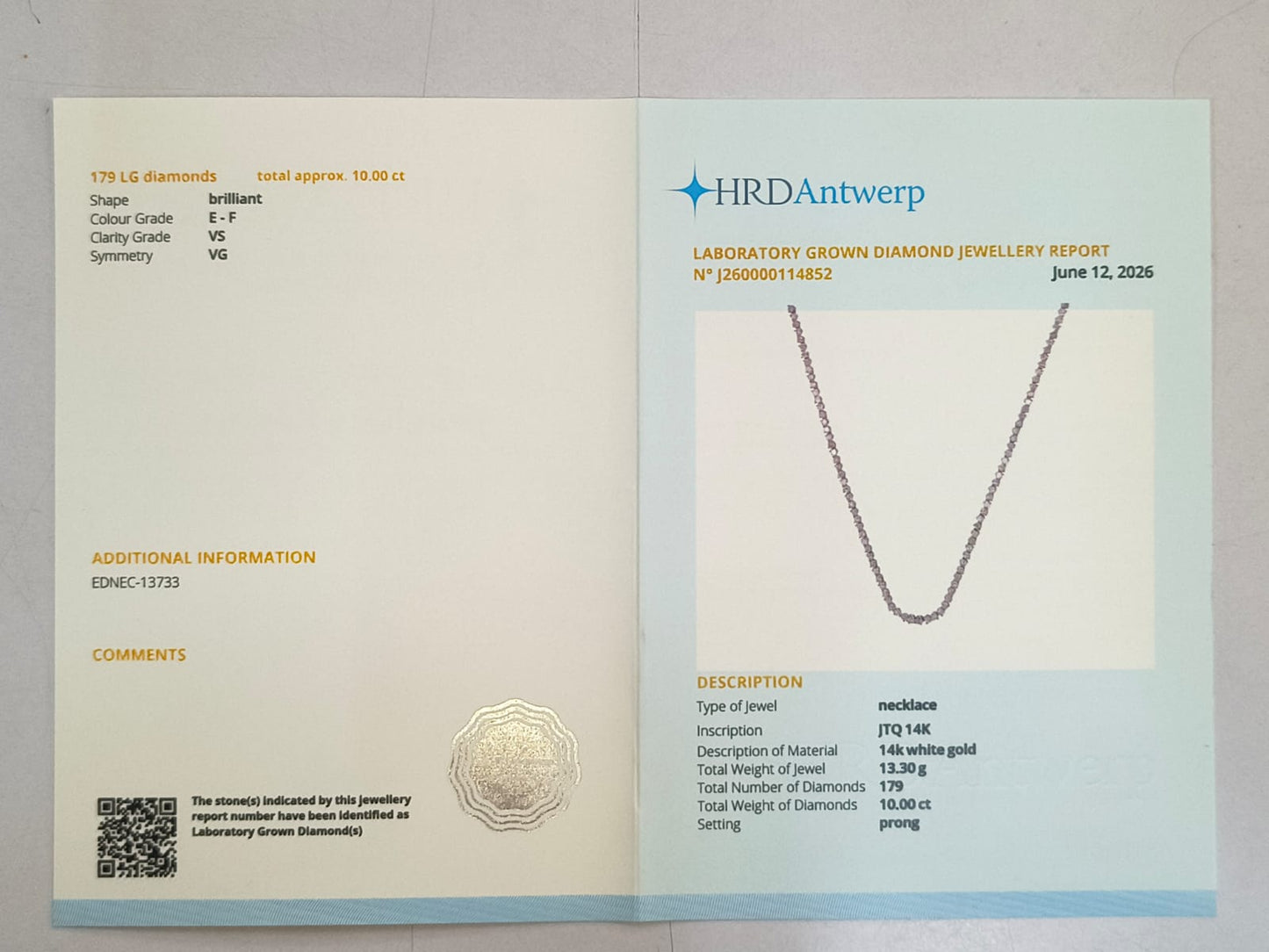 10.00 Ct Round Lab Grown Diamond 14K Gold Necklace