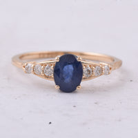 1.25 Ct Oval Natural Sapphire 14K Gold Ring