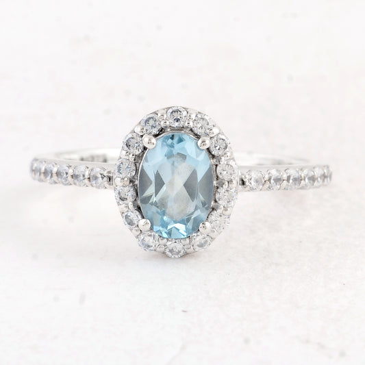 1.68 Ct Oval Swiss Blue Topaz 925 Sterling Silver Ring