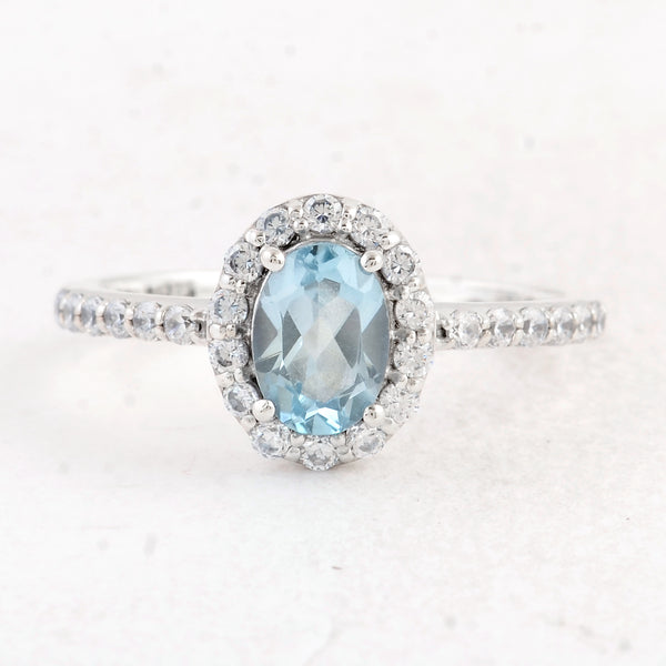 1.68 Ct Oval Swiss Blue Topaz 925 Sterling Silver Ring