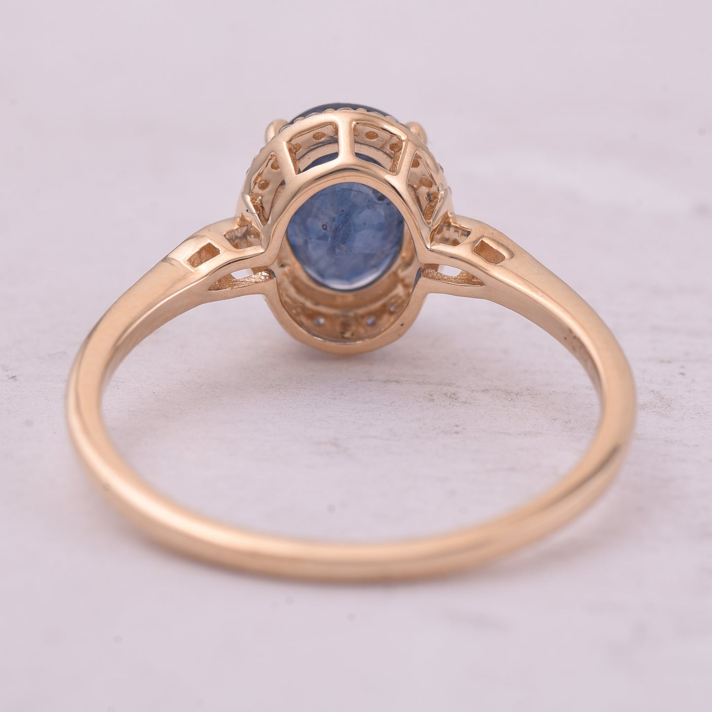 2.03 Ct Oval Mixed Cut Natural Sapphire 14K Gold Ring