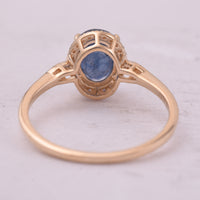 2.03 Ct Oval Mixed Cut Natural Sapphire 14K Gold Ring
