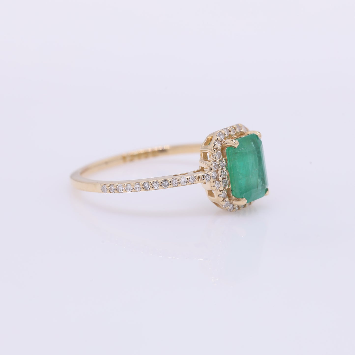 1.24 Ct Octagon Step Cut Natural Emerald 14K Gold Ring