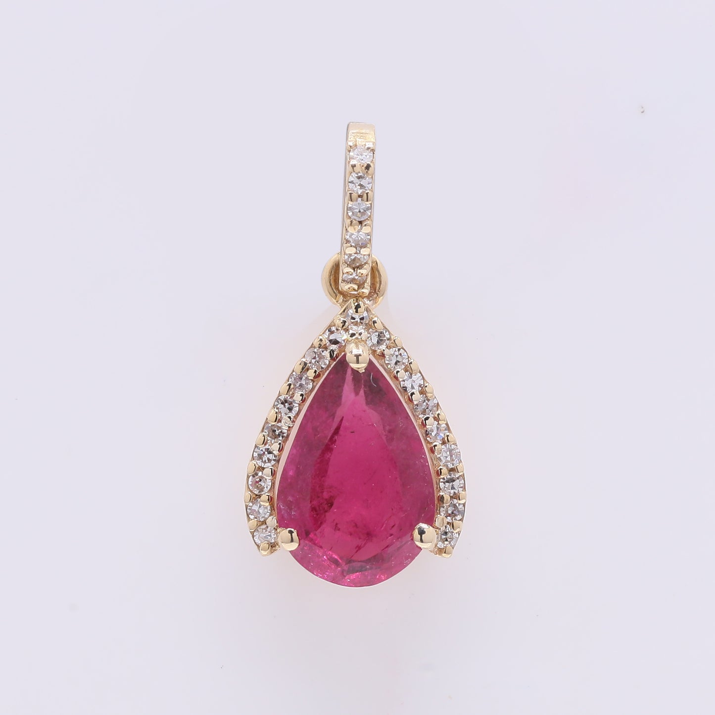 1.11 Ct Pear Mixed Cut Natural Pink Tourmaline 14K Gold Pendant