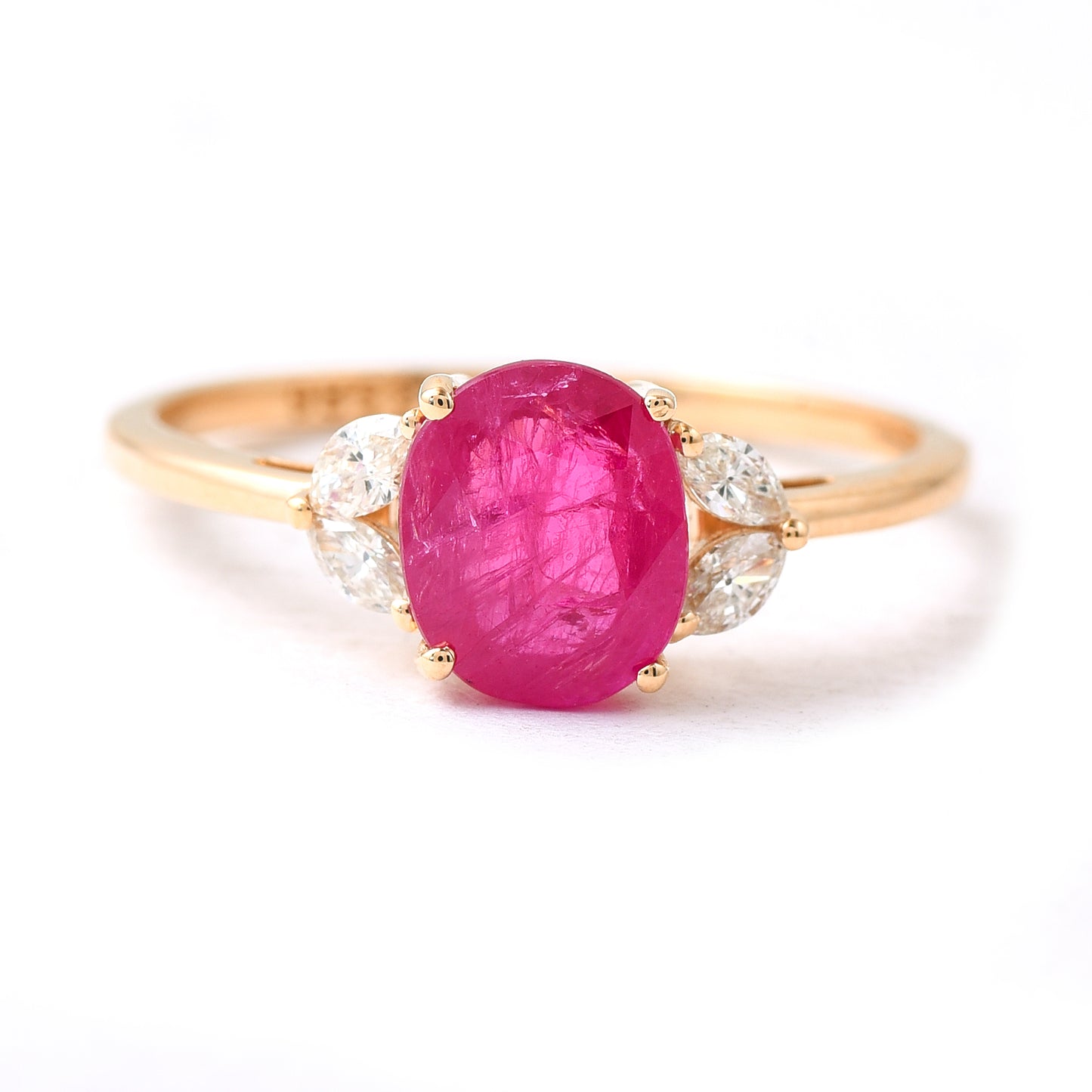 1.54 Ct Oval Mixed Cut Natural Ruby 14K Gold Ring
