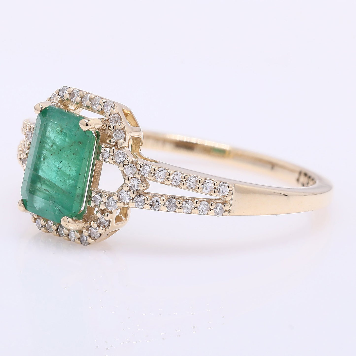 1.15 Ct Octagon Step Cut Natural Emerald 14K Gold Ring