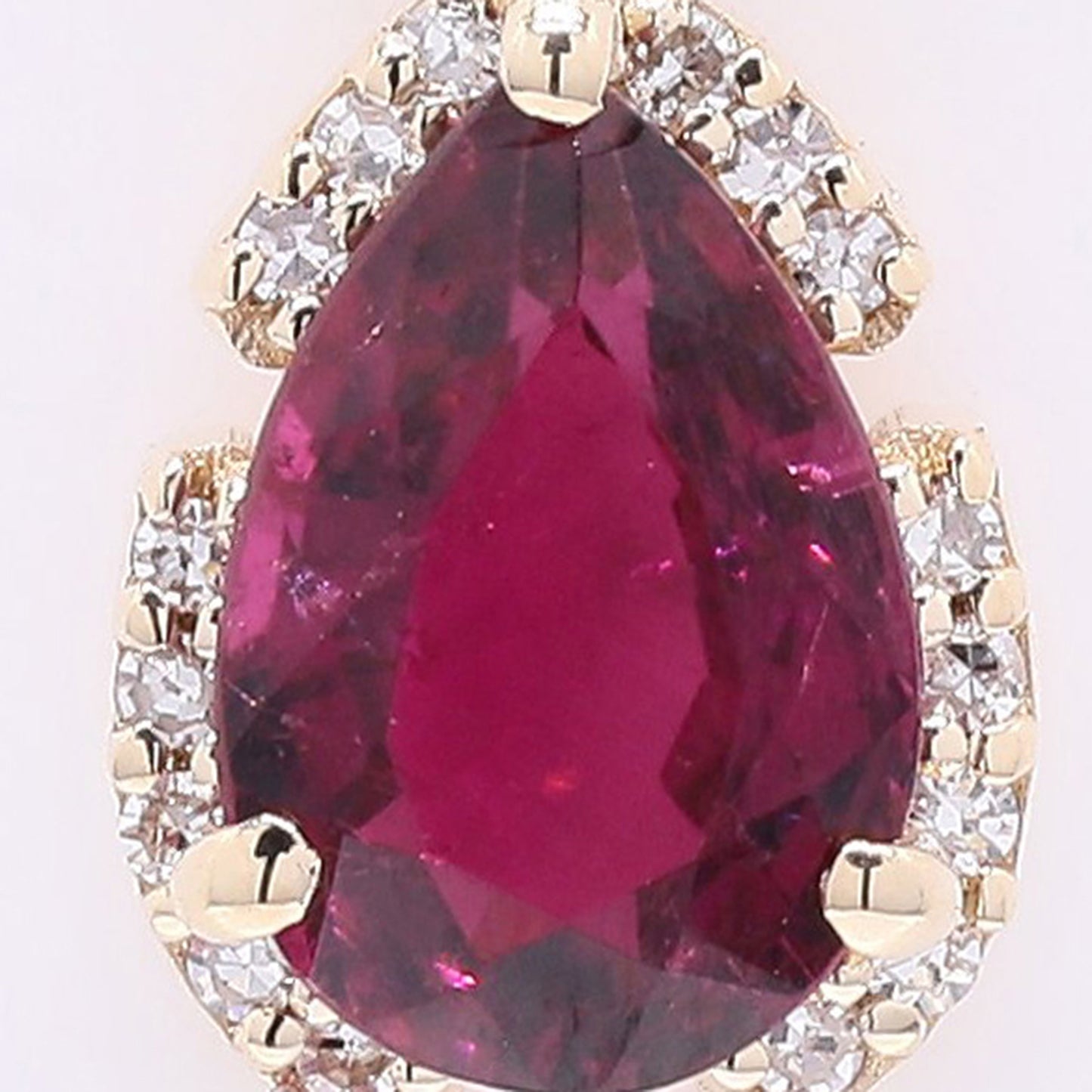 1.19 Ct Pear Mixed Cut Natural Rubellite 14K Gold Pendant