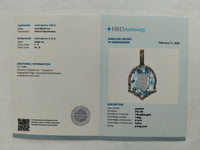 3.94 Ct Oval Mixed Cut Natural Aquamarine 14K Gold Pendant