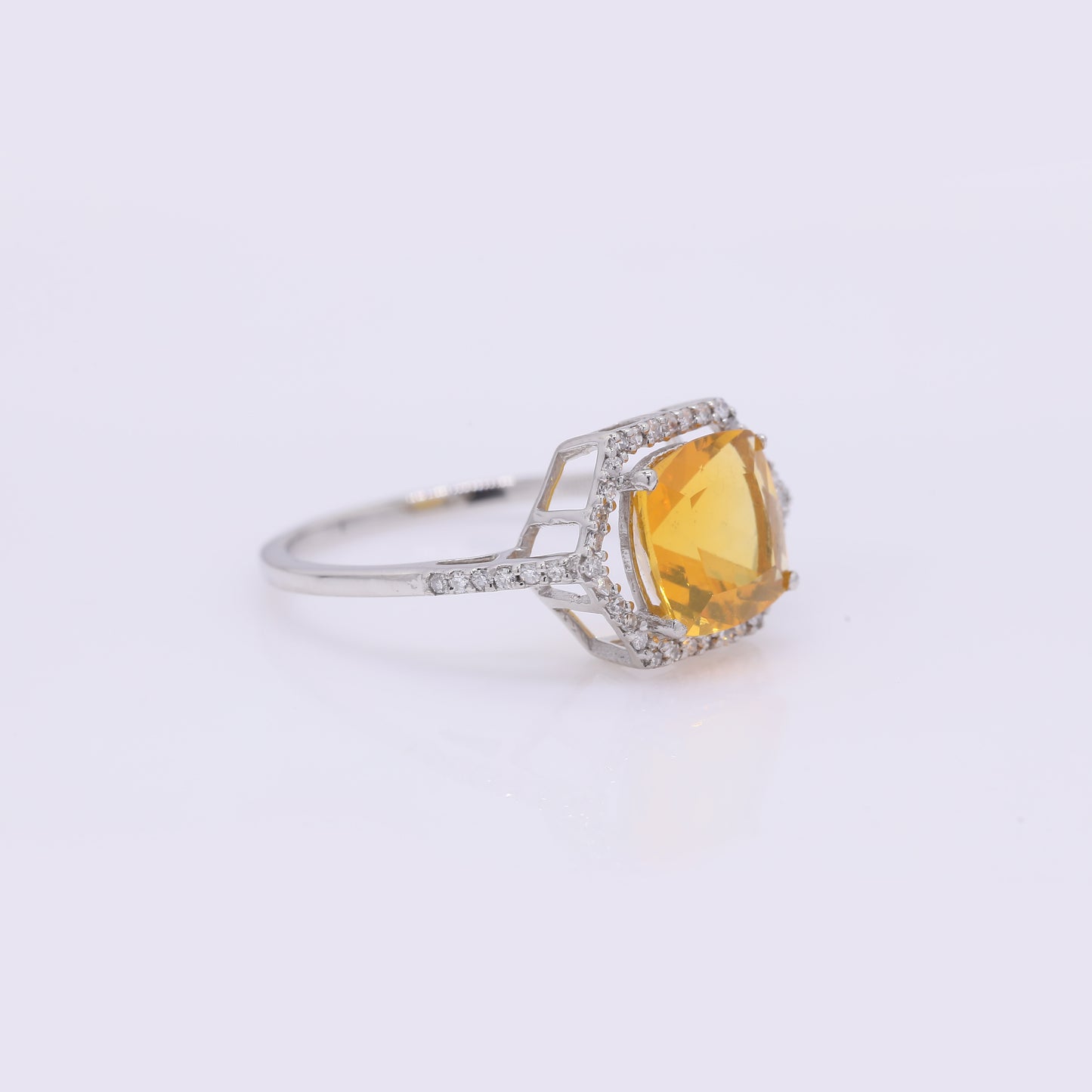1.58 Ct Cushion Mixed Cut Natural Fire Opal 950 Platinum Ring