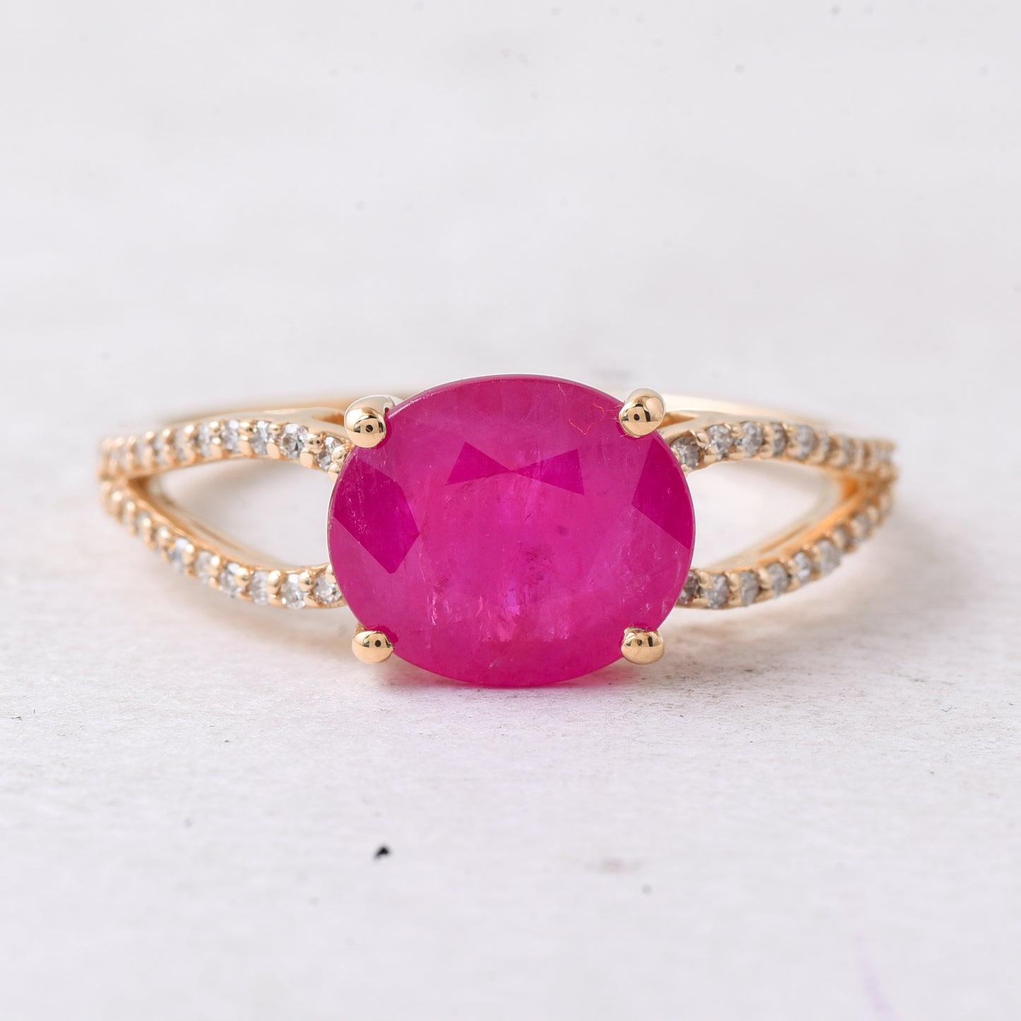 2.84 Ct Single Cut Natural Ruby 14K Gold Ring