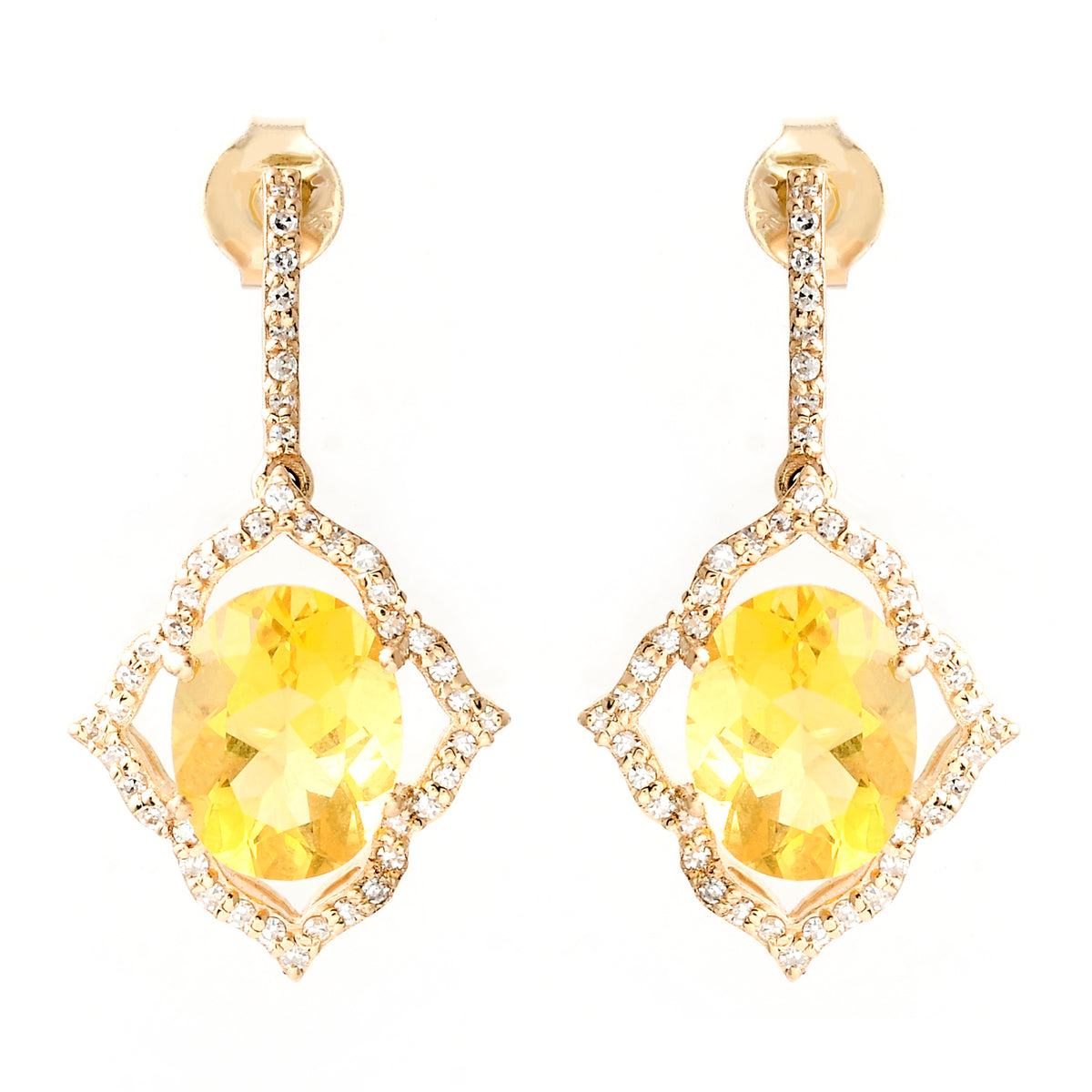 2.77 Ct Oval Mixed Cut Natural Fire Opal 14K Gold Earrings